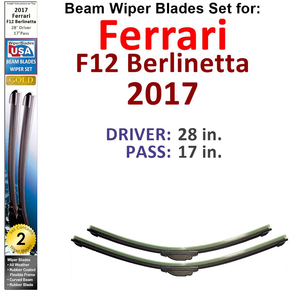 Beam Wiper Blades for 2017 Ferrari F12 Berlinetta (Set of 2) - Premium Automotive from Bronze Coco - Just $27.99! Shop now at Rapidvehicles