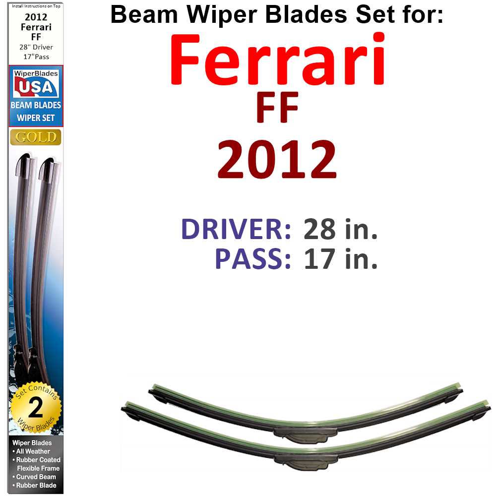 Beam Wiper Blades for 2012 Ferrari FF (Set of 2) - Premium Automotive from Bronze Coco - Just $32.99! Shop now at Rapidvehicles