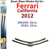 Beam Wiper Blades for 2012 Ferrari California (Set of 2) - Premium Automotive from Bronze Coco - Just $27.99! Shop now at Rapidvehicles