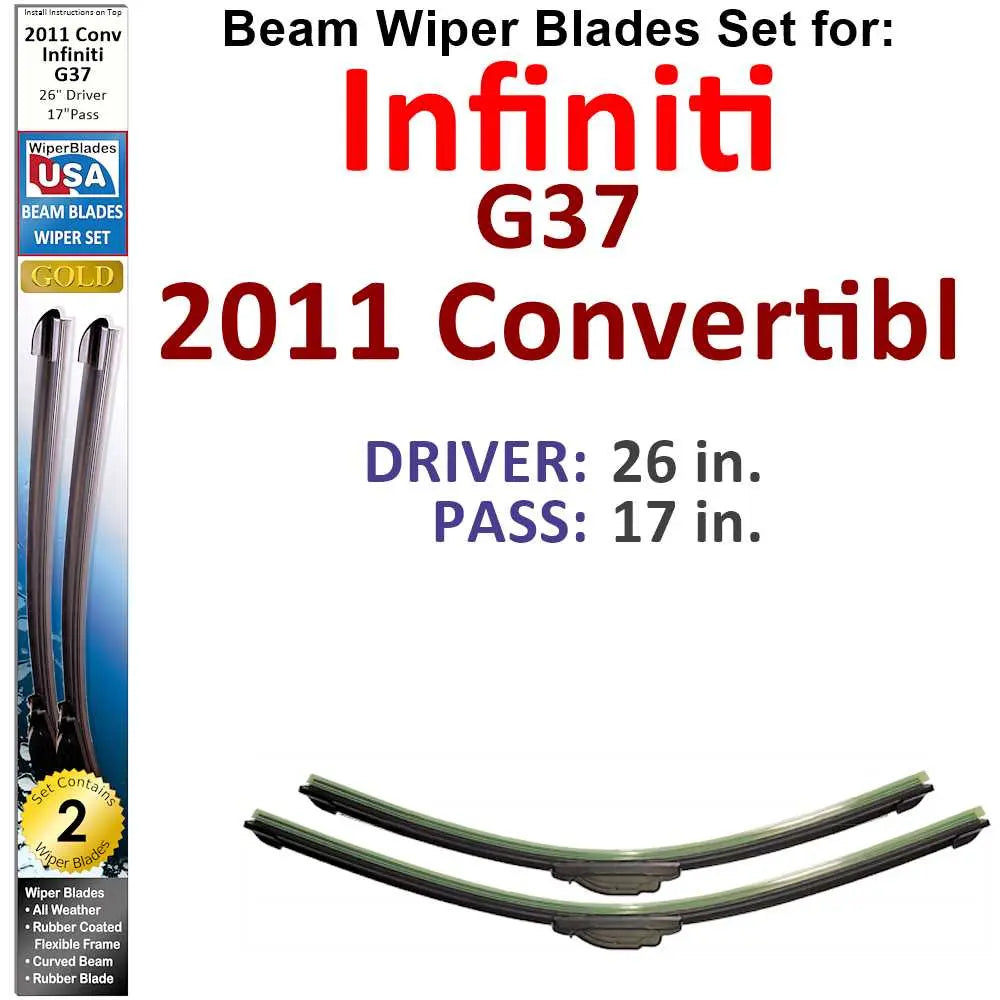 Beam Wiper Blades for 2011 Infiniti G37  Convertible (Set of 2) - Premium Automotive from Bronze Coco - Just $32.99! Shop now at Rapidvehicles