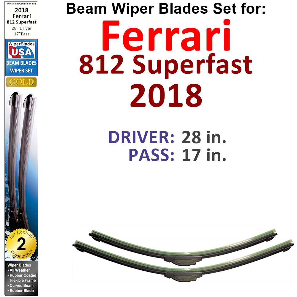 Beam Wiper Blades for 2018 Ferrari 812 Superfast (Set of 2) - Premium Automotive from Bronze Coco - Just $32.99! Shop now at Rapidvehicles