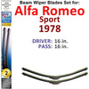 Beam Wiper Blades for 1978 Alfa Romeo Sport (Set of 2) - Premium Automotive from Bronze Coco - Just $32.99! Shop now at Rapidvehicles