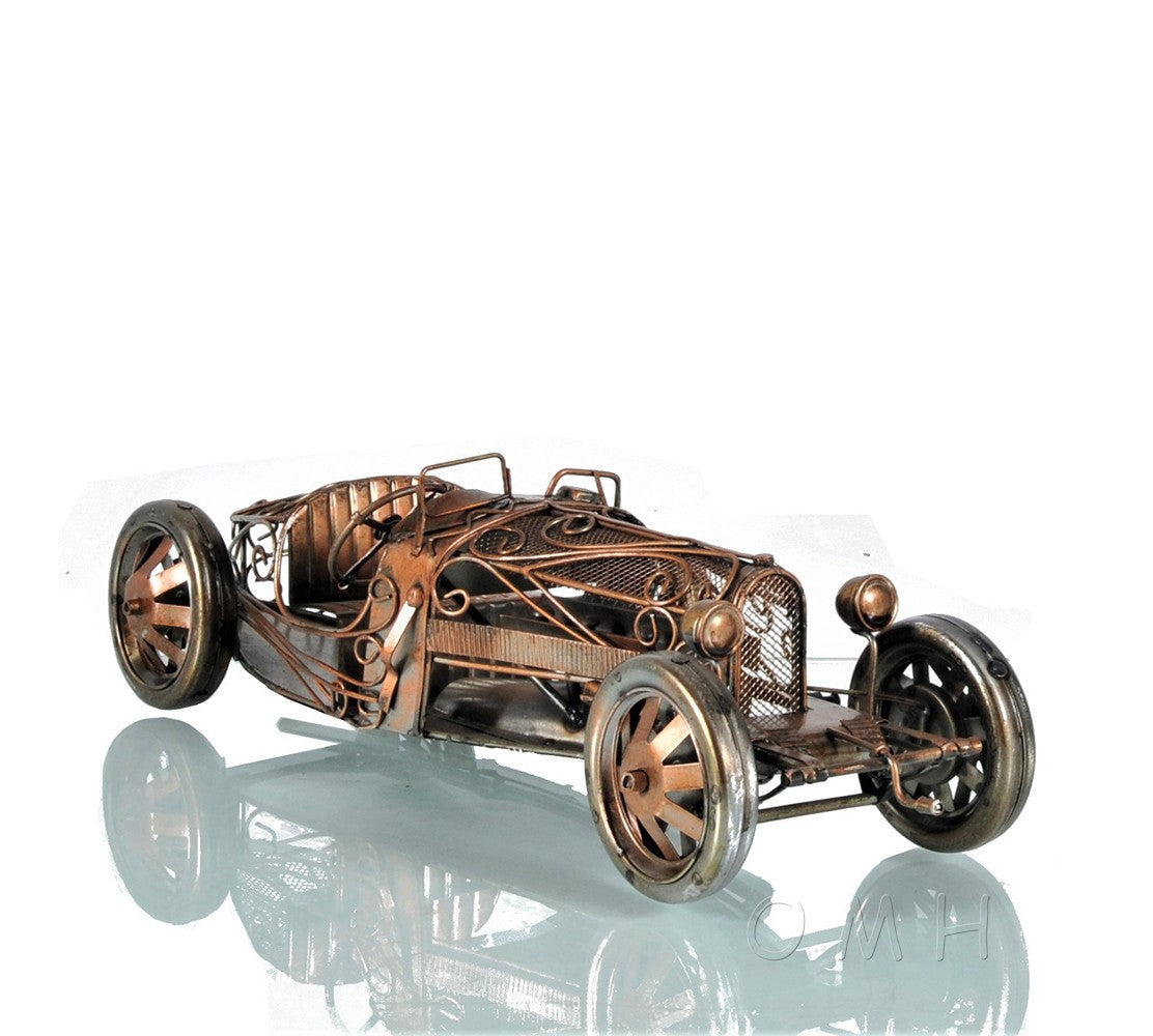 c1924 Bugatti Bronze and Silver Open Frame Racecar Sculpture - Premium  from Rapidvehicles - Just $177.99! Shop now at Rapidvehicles