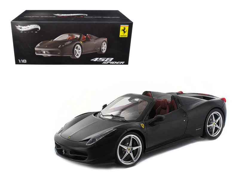 Ferrari 458 Italia Spider Matt Black Elite Edition 1/18 Diecast - Premium Ferrari Models from Hotwheels - Just $136.79! Shop now at Rapidvehicles