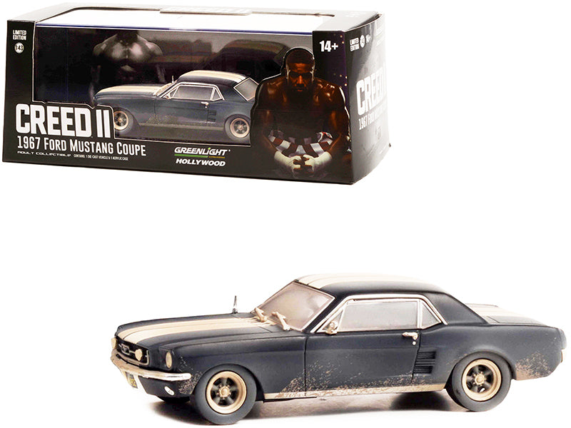 1967 Ford Mustang Coupe Matt Black with White Stripes (Weathered) - Premium  from Rapidvehicles - Just $37.79! Shop now at Rapidvehicles