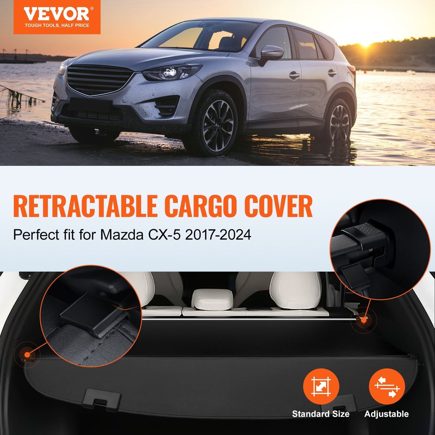 VEVOR Retractable Cargo Cover for Mazda CX-5 2017-2024 Upgraded Rear Trunk Cover - Premium Automobile Cargo Covers from VEVOR - Just $73.94! Shop now at Rapidvehicles