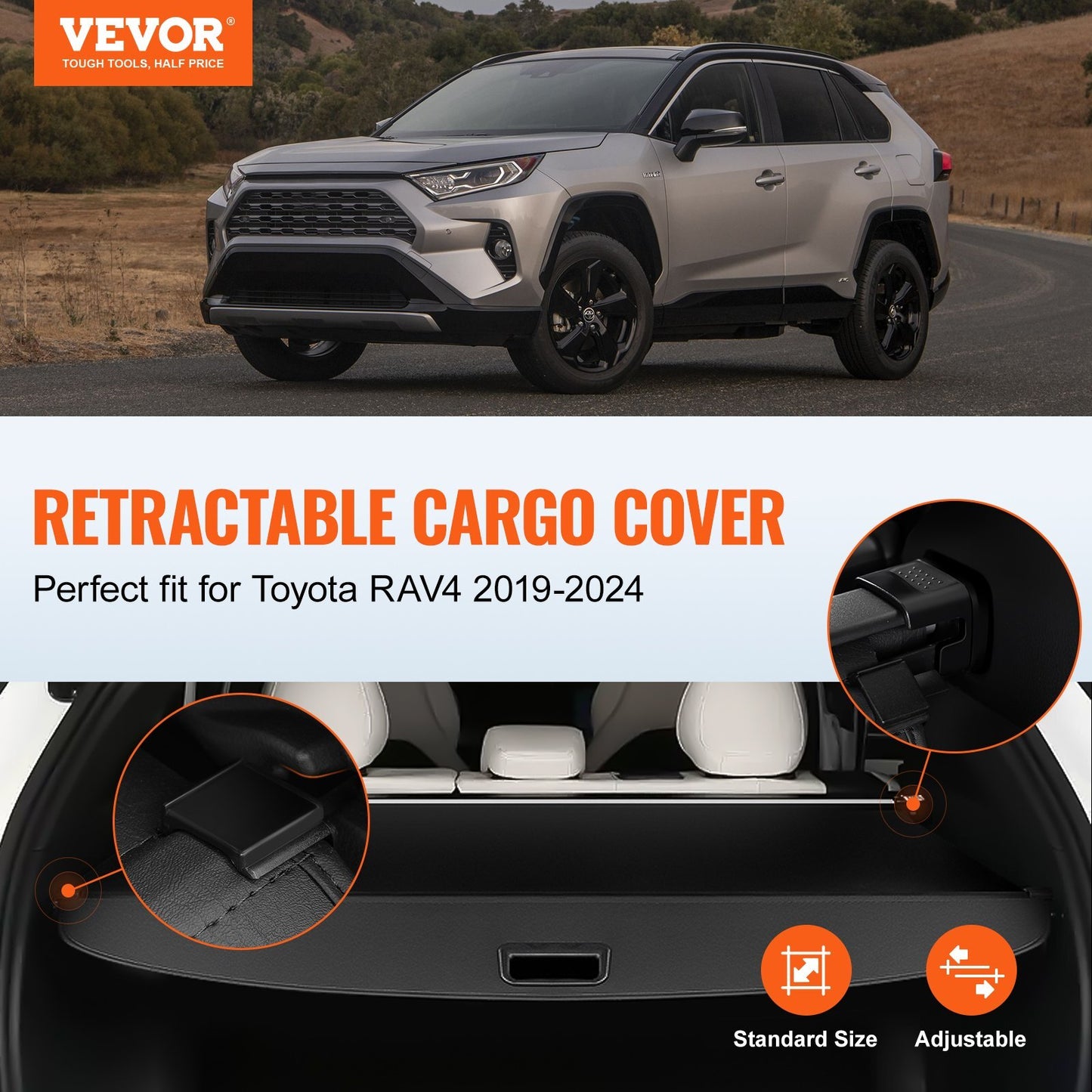 VEVOR Retractable Cargo Cover for Toyota RAV4 2019-2024 Upgrade - Premium Automobile Cargo Covers from VEVOR - Just $85.54! Shop now at Rapidvehicles