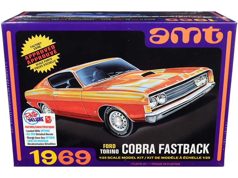 Skill 2 Model Kit 1969 Ford Torino Cobra Fastback 3-in-1 Kit 1/25 - Premium  from Rapidvehicles - Just $58.49! Shop now at Rapidvehicles