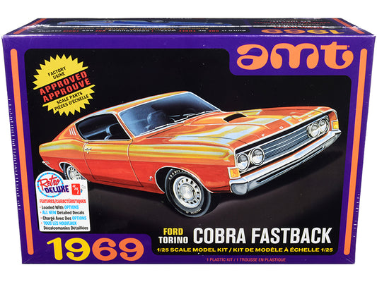 Skill 2 Model Kit 1969 Ford Torino Cobra Fastback 3-in-1 Kit 1/25 - Premium  from Rapidvehicles - Just $64.99! Shop now at Rapidvehicles