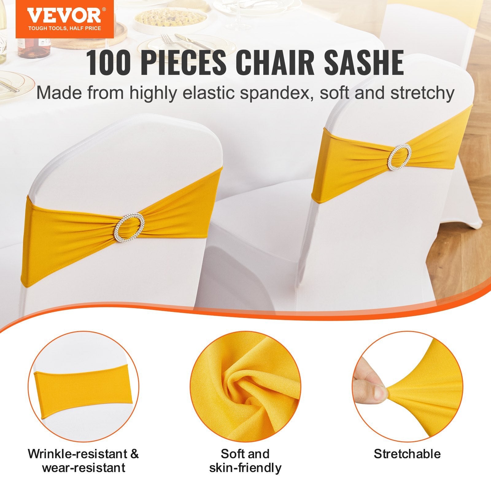 VEVOR Stretch Spandex Chair Sashes, Chair Slipcover and Stretch - Premium Wedding Chair Covers from VEVOR - Just $61.89! Shop now at Rapidvehicles