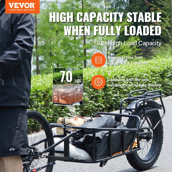 VEVOR Bike Cargo Trailer, 70 lbs Load Capacity, Heavy-Duty - Premium Cargo Trailers from VEVOR - Just $351.08! Shop now at Rapidvehicles