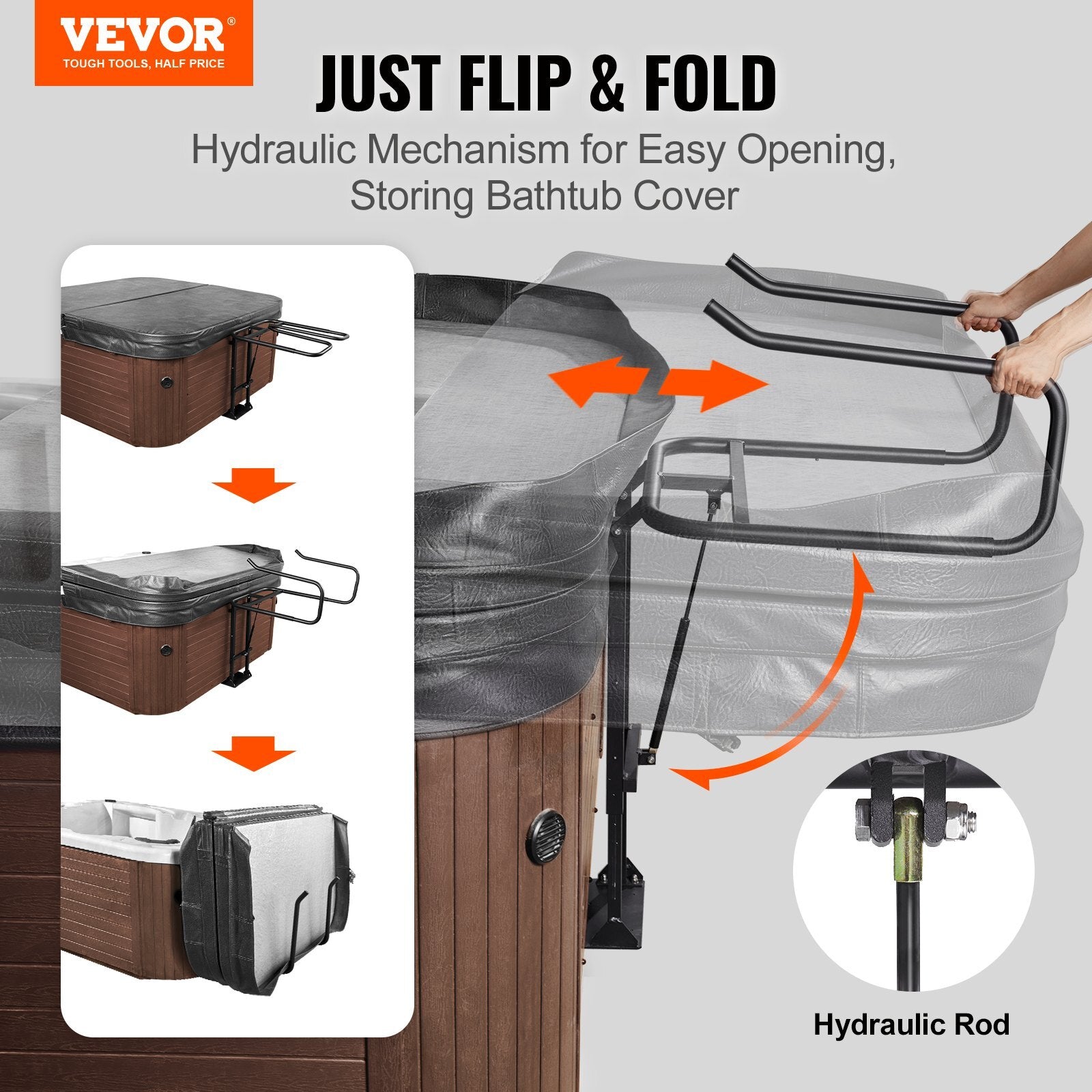 VEVOR Hot Tub Cover Lift, Spa Cover Lift, Hydraulic, Height 33.1" - 41.3" Width 53.1" - 92.5" Adjustable, Installed Underneath on one Sides, Suitable for Various Sizes of Hot Tubs, Spa - Premium Bath & Shower Safety Seating from VEVOR - Just $140.39! Shop now at Rapidvehicles