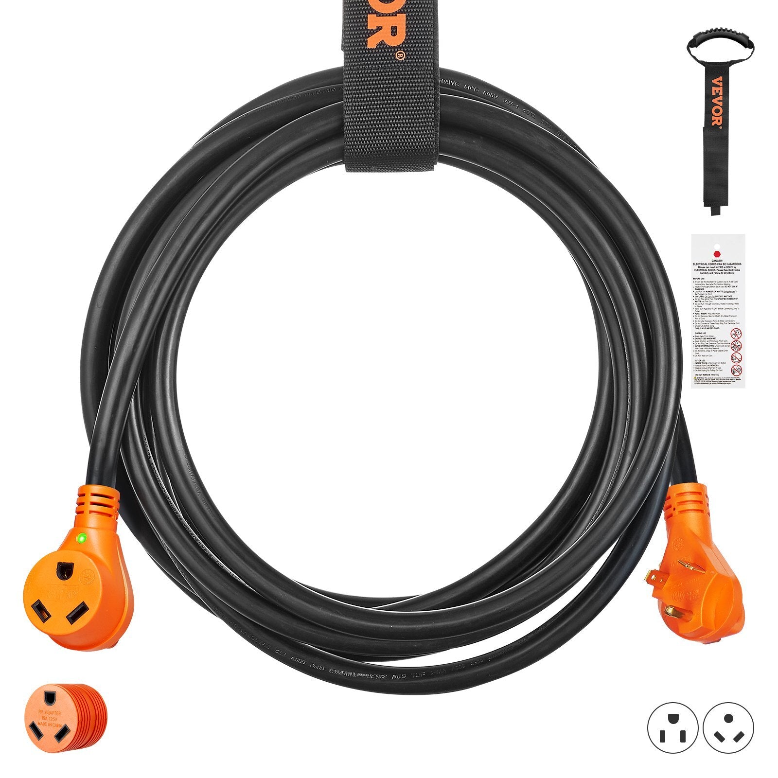 VEVOR 50ft RV Extension Cord Power Cord 30Amp NEMA TT-30R/NEMA TT-30P ETL Listed - Premium RV Extension Cord from VEVOR - Just $114.79! Shop now at Rapidvehicles