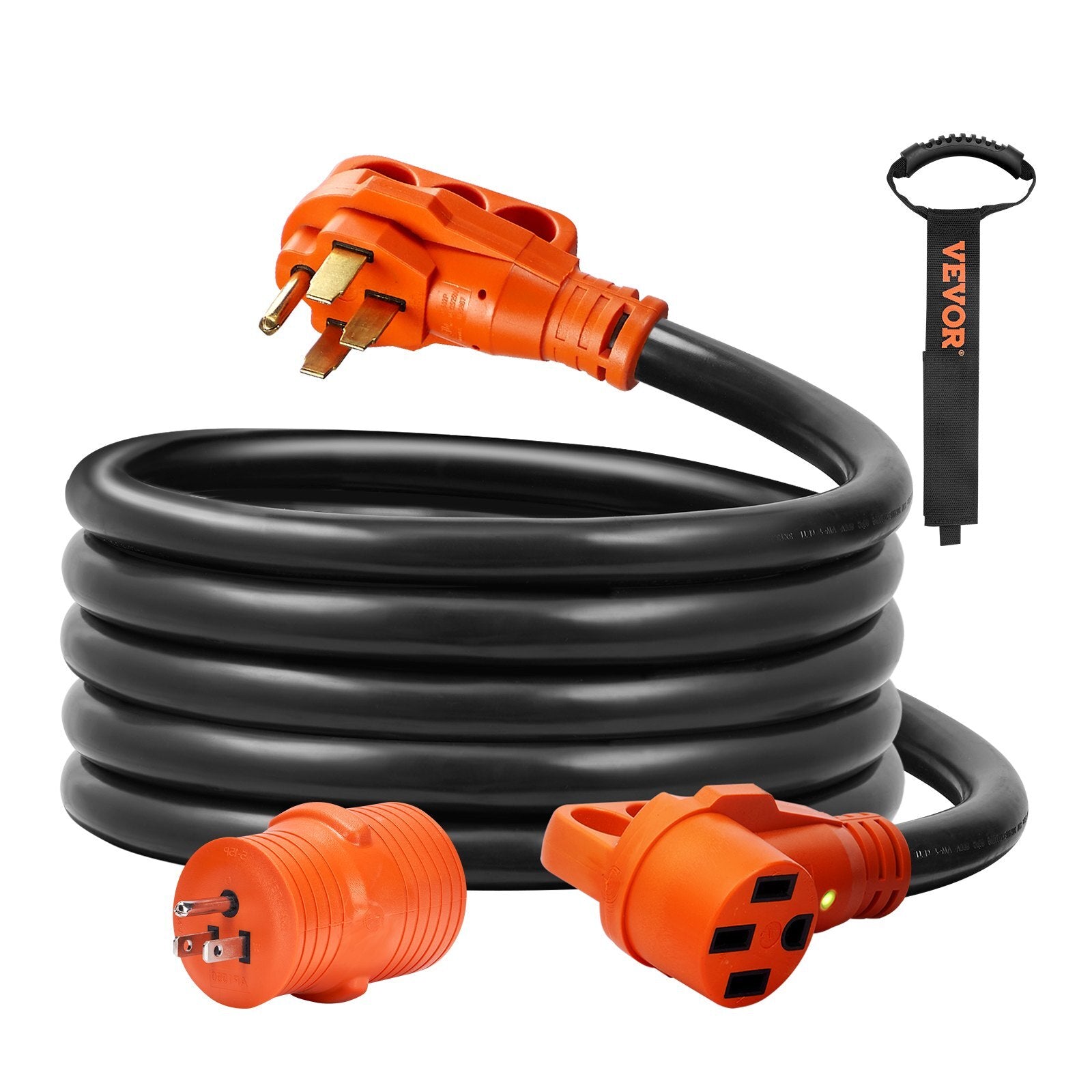 VEVOR 15 ft RV Extension Cord, 50 Amp, Heavy Duty STW RV Power Cord, NEMA 14-50R Female NEMA 14-50P Male Plug, with LED Indicator Handle 15A Adapter, for RVs, trams, generators, campers, ETL Listed - Premium RV Extension Cord from VEVOR - Just $113.39! Shop now at Rapidvehicles