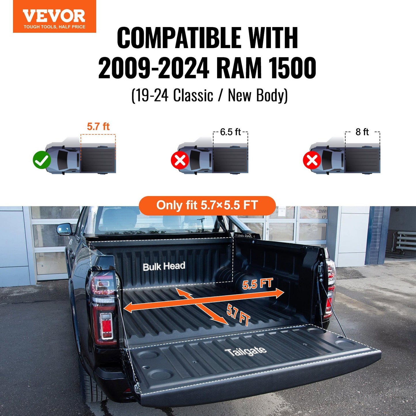 VEVOR Tri-Fold Truck Bed Tonneau Cover, Compatible with 2009-2024 - Premium Tonneau Cover from VEVOR - Just $775.49! Shop now at Rapidvehicles