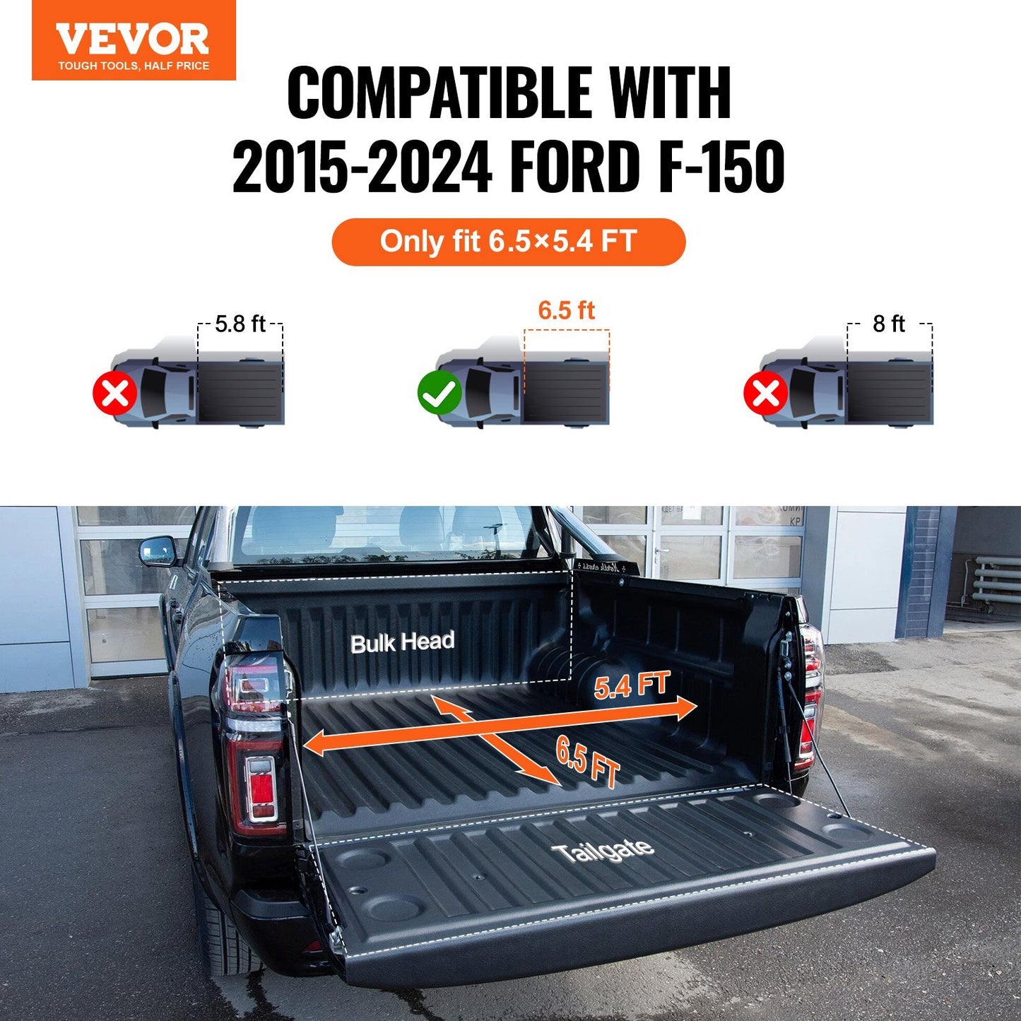 VEVOR Tri-Fold Truck Bed Tonneau Cover, Compatible with 2015-2024 - Premium Tonneau Cover from VEVOR - Just $654.99! Shop now at Rapidvehicles