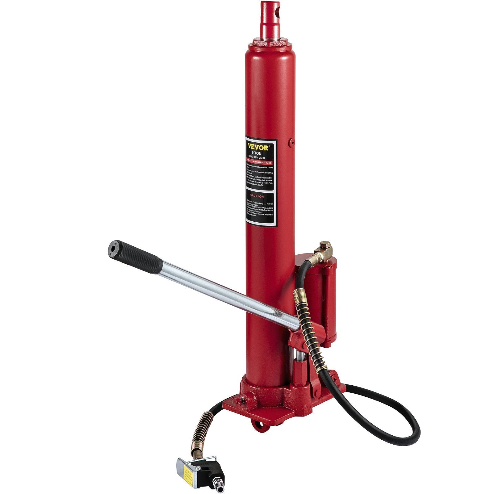 VEVOR Hydraulic/Pneumatic Long Ram Jack, 8 Tons/17363 lbs Capacity, with Single Piston Pump and Clevis Base, Manual Cherry Picker w/Handle, for Garage/Shop Cranes, Engine Lift Hoist, Red - Premium Bottle Jacks from VEVOR - Just $111.99! Shop now at Rapidvehicles