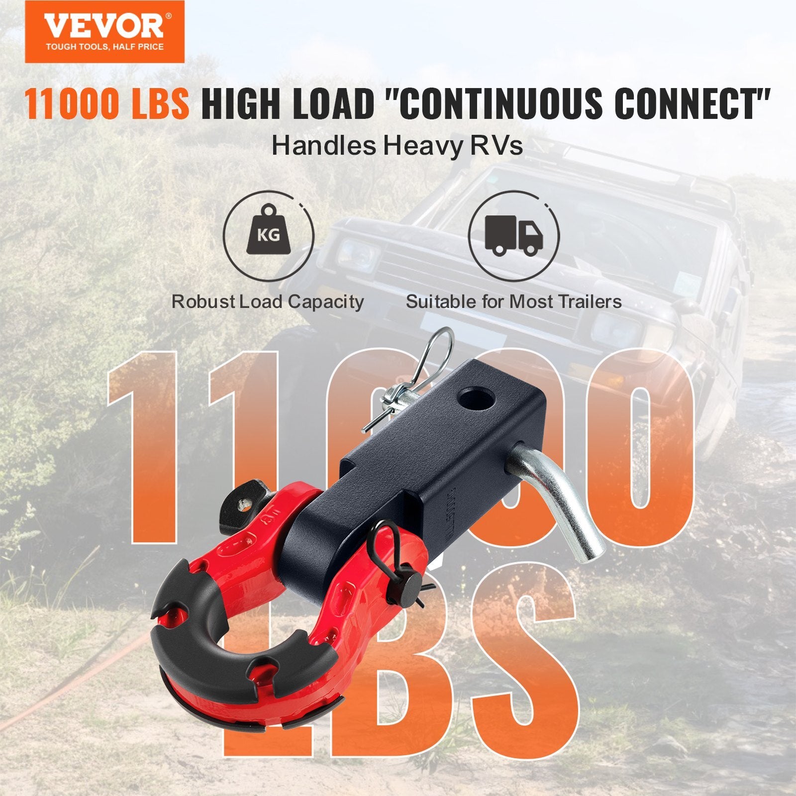 VEVOR 2" Trailer Shackle Hitch Receiver D-Ring Recovery for Truck Jeep 65900 lbs - Premium Trailer Hitch from VEVOR - Just $39.19! Shop now at Rapidvehicles