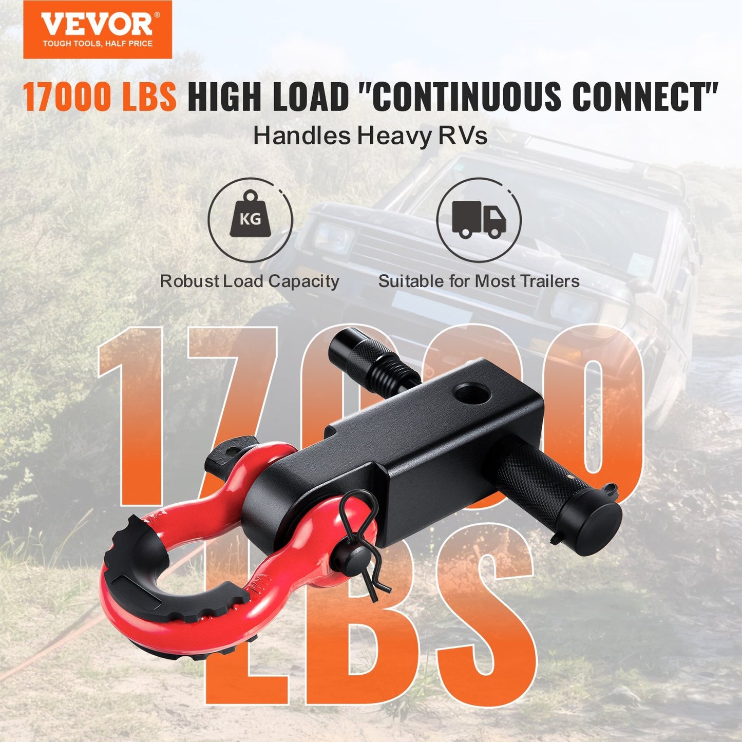 VEVOR 2" Trailer Shackle Hitch Receiver D-Ring Recovery for Truck - Premium Trailer Hitch from VEVOR - Just $59.99! Shop now at Rapidvehicles