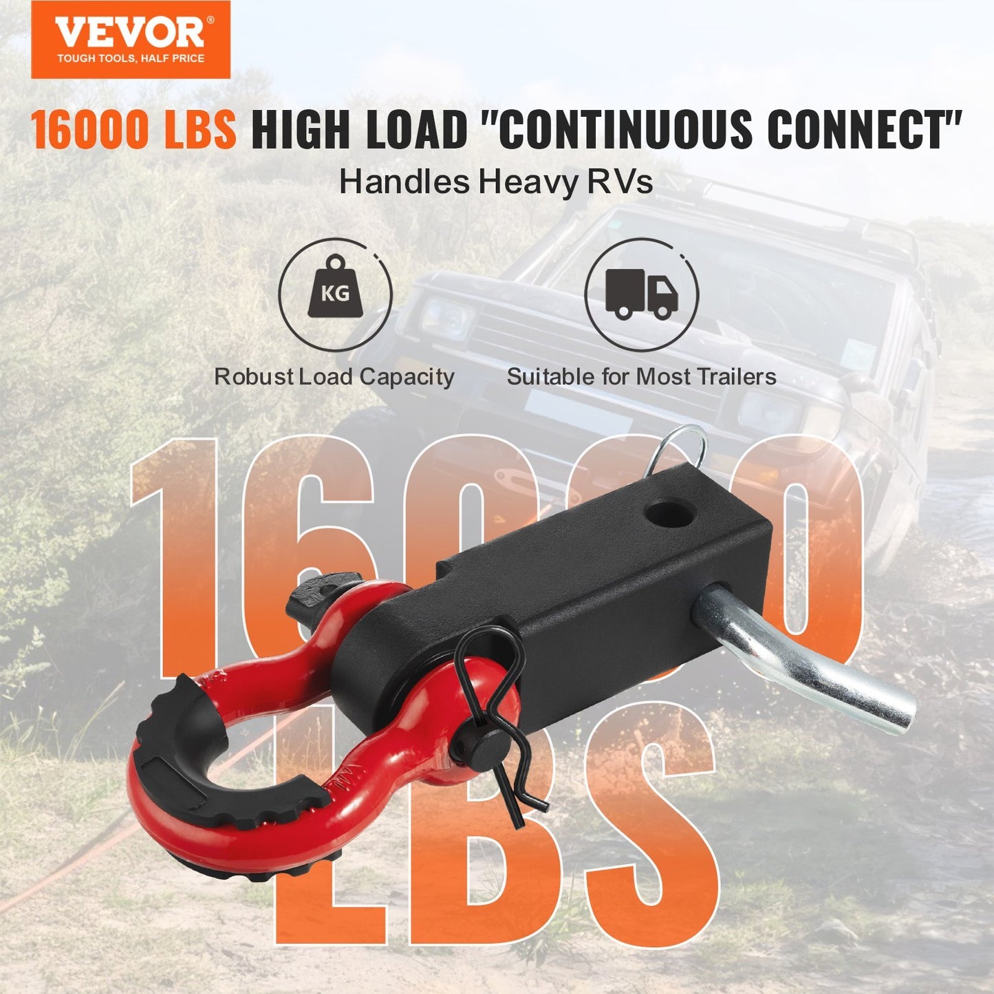 VEVOR 2" Trailer Shackle Hitch Receiver D-Ring Recovery for Truck - Premium Trailer Hitch from VEVOR - Just $61.99! Shop now at Rapidvehicles