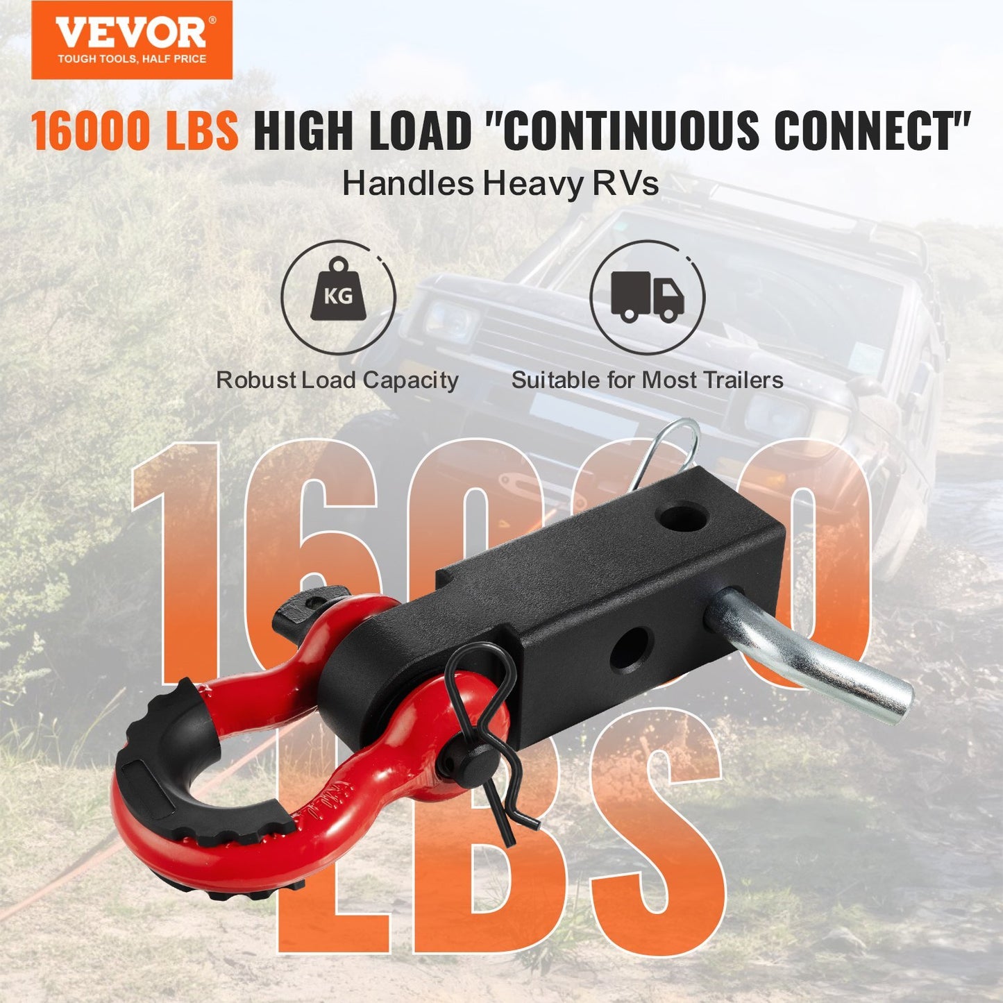 VEVOR 2" Trailer Shackle Hitch Receiver D-Ring Recovery for Truck - Premium Trailer Hitch from VEVOR - Just $68.99! Shop now at Rapidvehicles