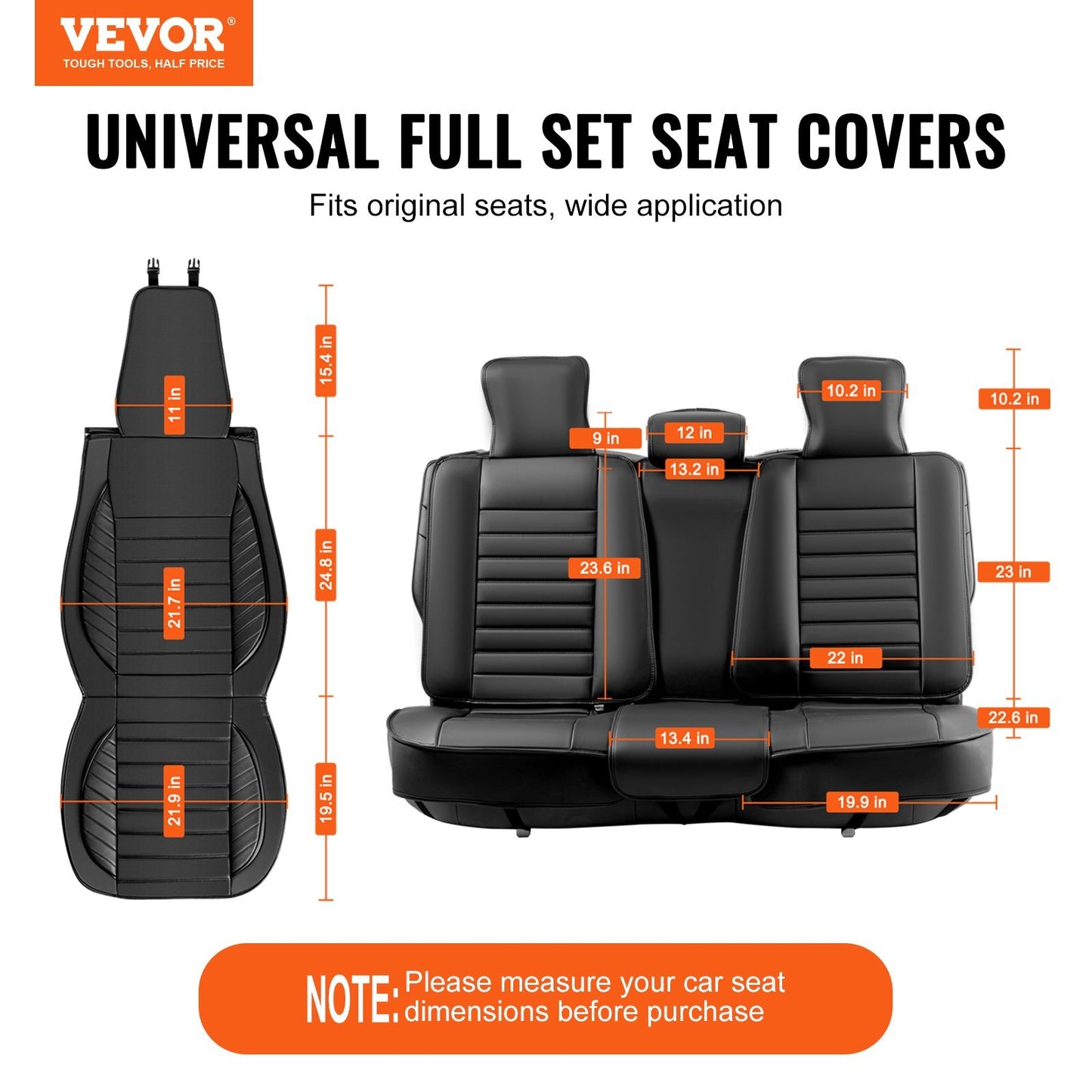 VEVOR Seat Covers, Universal Car Seat Covers Full Set Seats, - Premium Seat Covers from VEVOR - Just $107.99! Shop now at Rapidvehicles