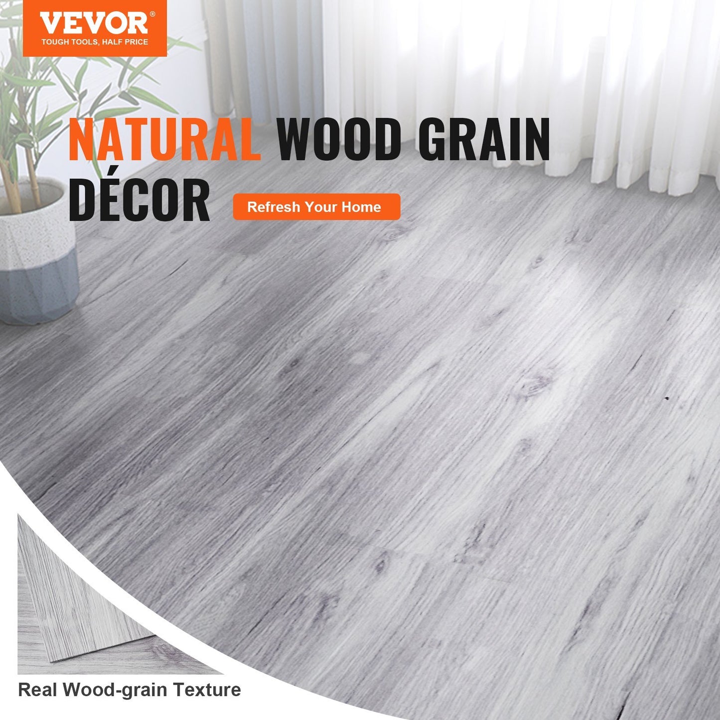 VEVOR Self Adhesive Vinyl Floor Tiles 36 x 6 inch, 20 Tiles 0.62mm Thick Peel & Stick, Light Gray Wood Grain DIY Flooring for Kitchen, Dining Room, Bedrooms & Bathrooms, Easy for Home Decor - Premium Vinyl Flooring from VEVOR - Just $36.08! Shop now at Rapidvehicles