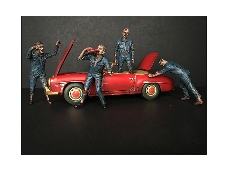 Zombie Mechanics 4 Piece Figurine Set "Got Zombies??" for 1/18 Scale Models by American Diorama - Use code SHOPAPP15 to get 15 percent off