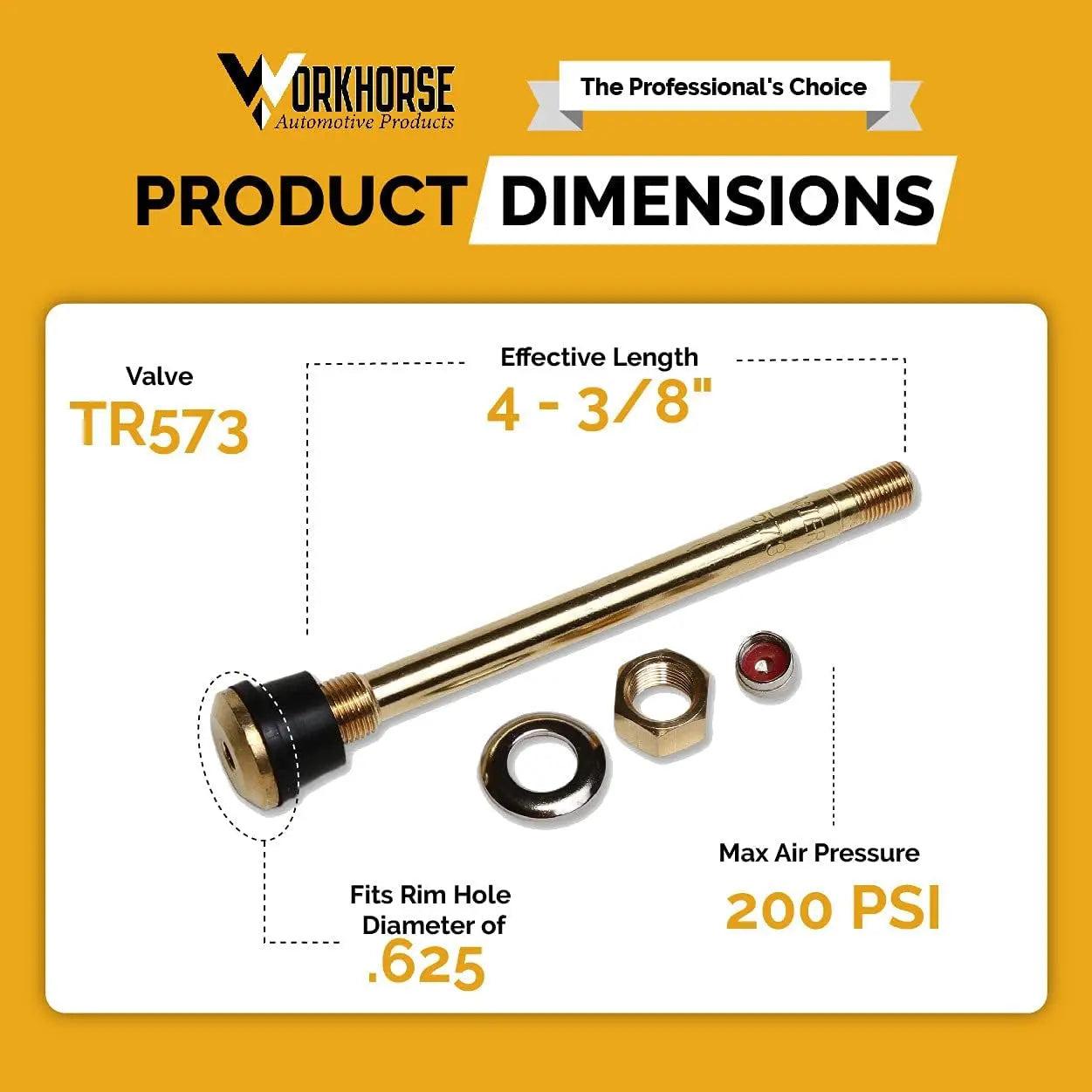 Workhorse Automotive TR573 Truck Tire Valve Stems, Replacement Truck Valve Stems, Pack of 10, save 10% Buying 2 or More! - Premium  from Rapidvehicles - Just $42.99! Shop now at Rapidvehicles