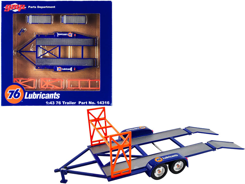 Tandem Car Trailer with Tire Rack Blue "Union 76" for 1/43 Scale - Premium  from Rapidvehicles - Just $32.39! Shop now at Rapidvehicles