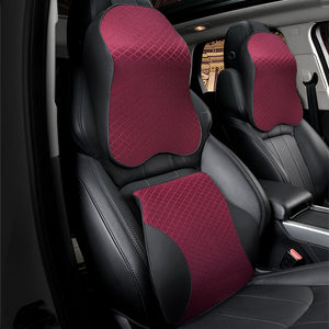 Color: Red, style: Set - Car Headrest Waist By Breathable Mesh High Resilience - Premium Automobiles Seat Covers from Rapidvehicles - Just $58.99! Shop now at Rapidvehicles