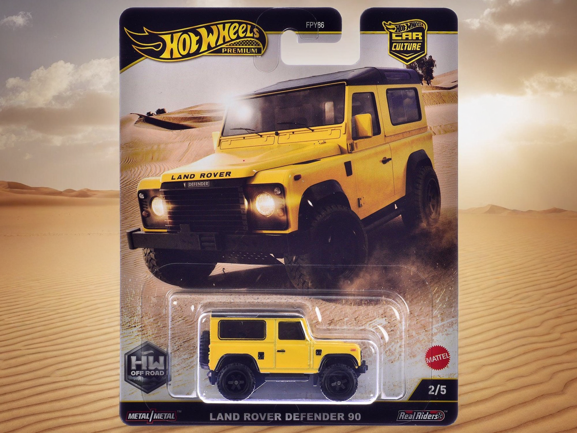 Land Rover Defender 90 Yellow with Black Top "HW Off Road" Series Diecast Model Car by Hot Wheels - Use code SHOPAPP15 to get 15 percent off