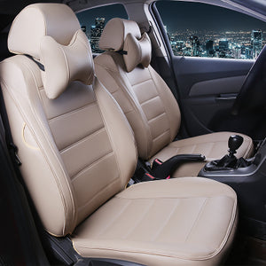 Color: Beige - Car Seat Cover All Season Leather - Premium Automobiles Seat Covers from Rapidvehicles - Just $156.99! Shop now at Rapidvehicles