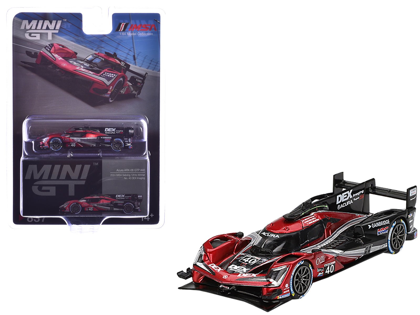 Acura ARX - 06 GTP 40 Louis Deletraz - Colton Herta - Jordan Taylor "Wayne Taylor Racing with Andretti" Winner IMSA "12 Hours of Sebring" (2024) Limited Edition 1/64 Diecast Model Car by Mini GT free shipping USA - Rapid Vehicles
