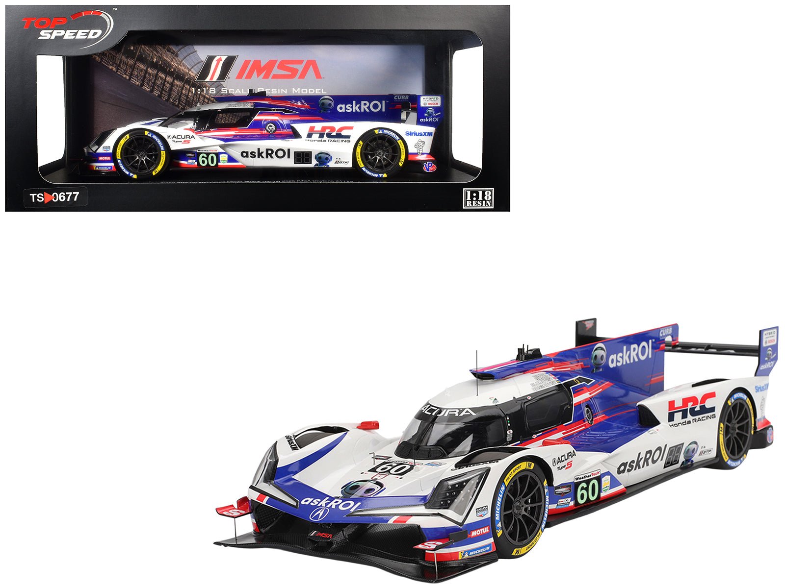 Acura ARX - 06 GTP 60 Tom Blomqvist - Colin Braun - Scott Dixon - Felix Rosenqvist "Acura Meyer Shank Racing with Curb - Agajanian" 2nd Place IMSA "24 Hours of Daytona" (2025) 1/18 Model Car by Top Speed free shipping USA - Rapid Vehicles