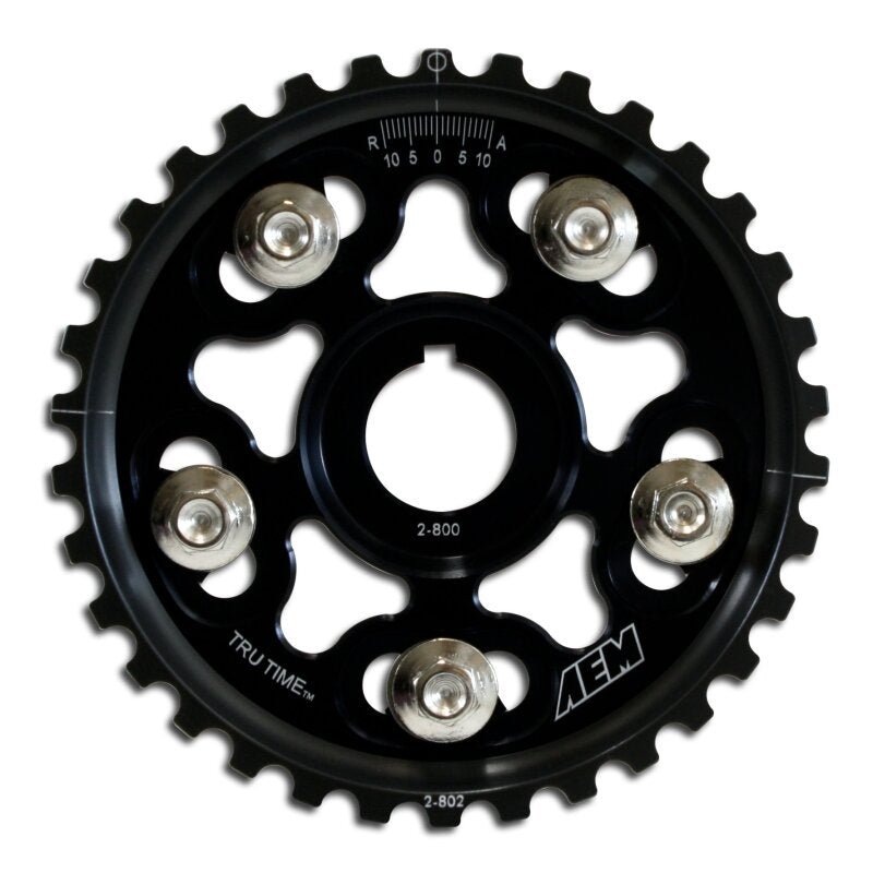 AEM Electronics Tru-Time Cam Gear Black 5-Bolt Honda B Series - Rapid Vehicles