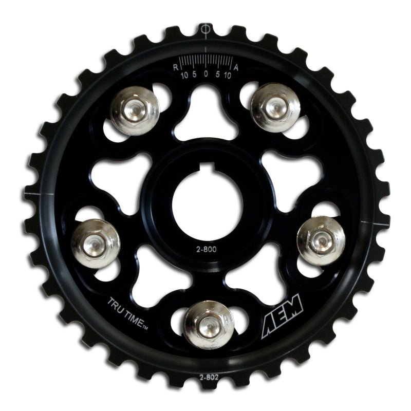AEM Electronics Tru-Time Cam Gear Black 5-Bolt Honda B Series - Rapid Vehicles