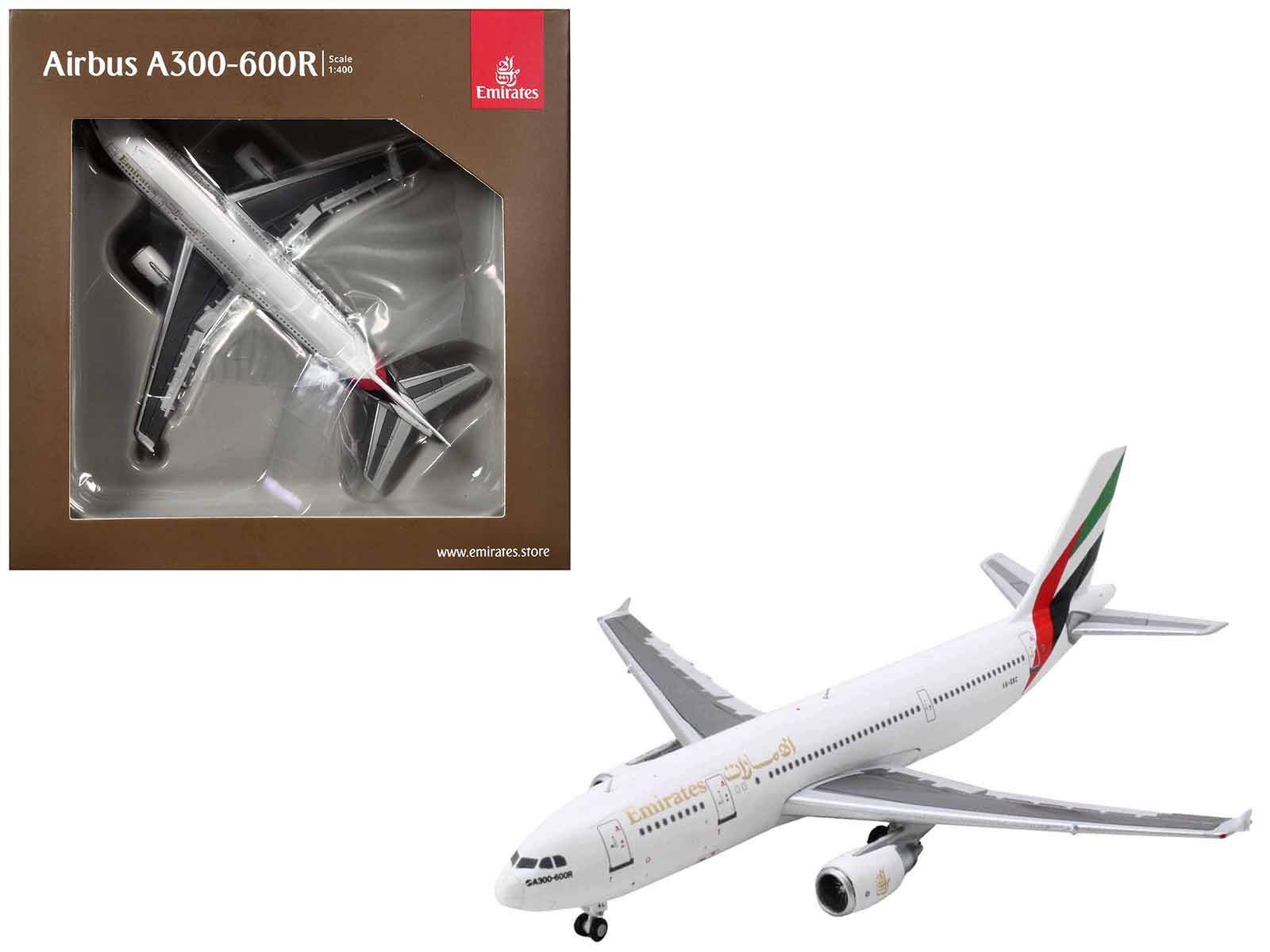 Airbus A300 - 600R Commercial Aircraft "Emirates Airlines" (A6 - EKC) White with Striped Tail 1/400 Diecast Model Airplane by GeminiJets free shipping USA - Rapid Vehicles