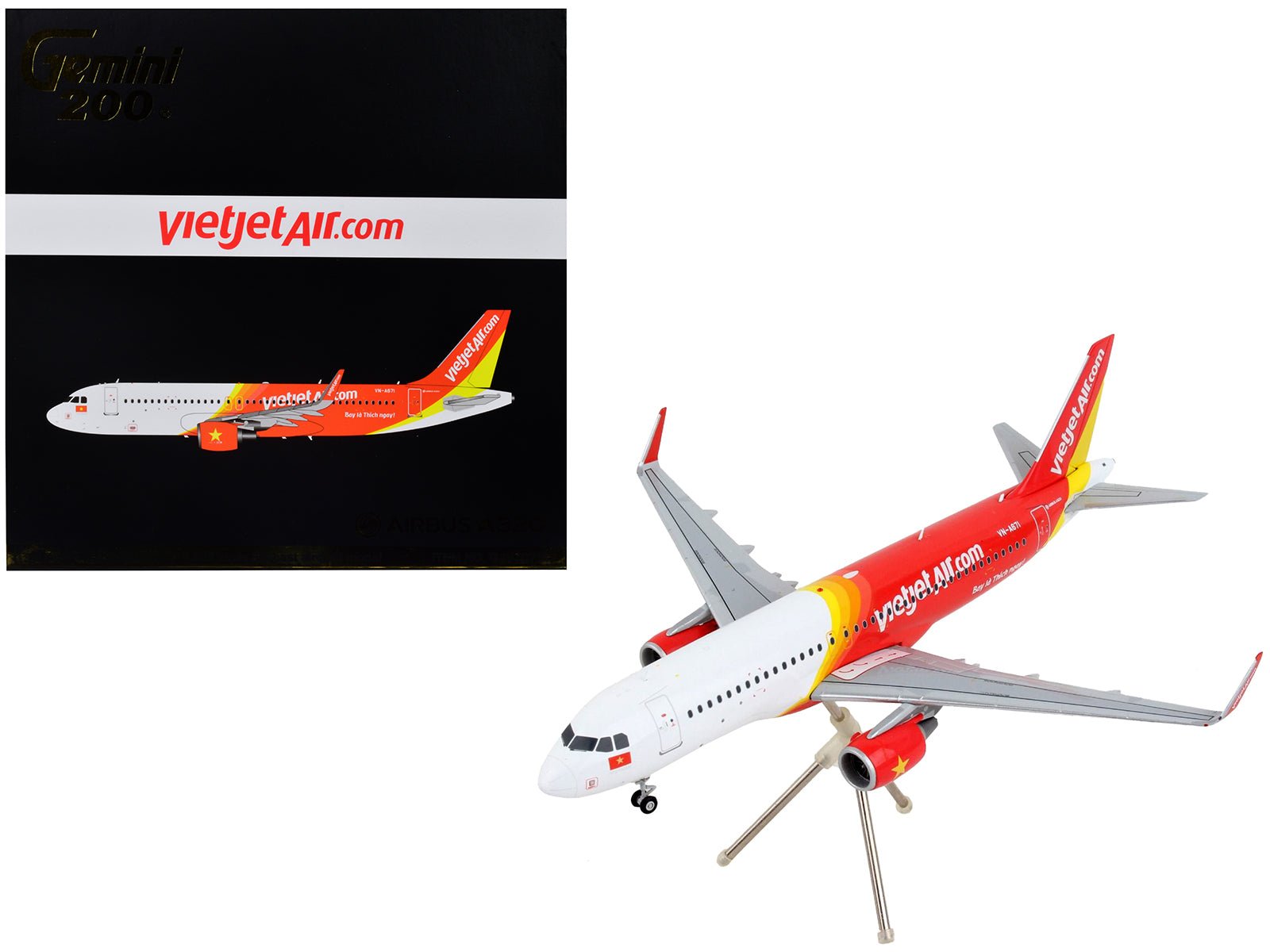 Airbus A320 Commercial Aircraft "VietJet Air" White and Red "Gemini 200" Series 1/200 Diecast Model Airplane by GeminiJets free shipping USA - Rapid Vehicles