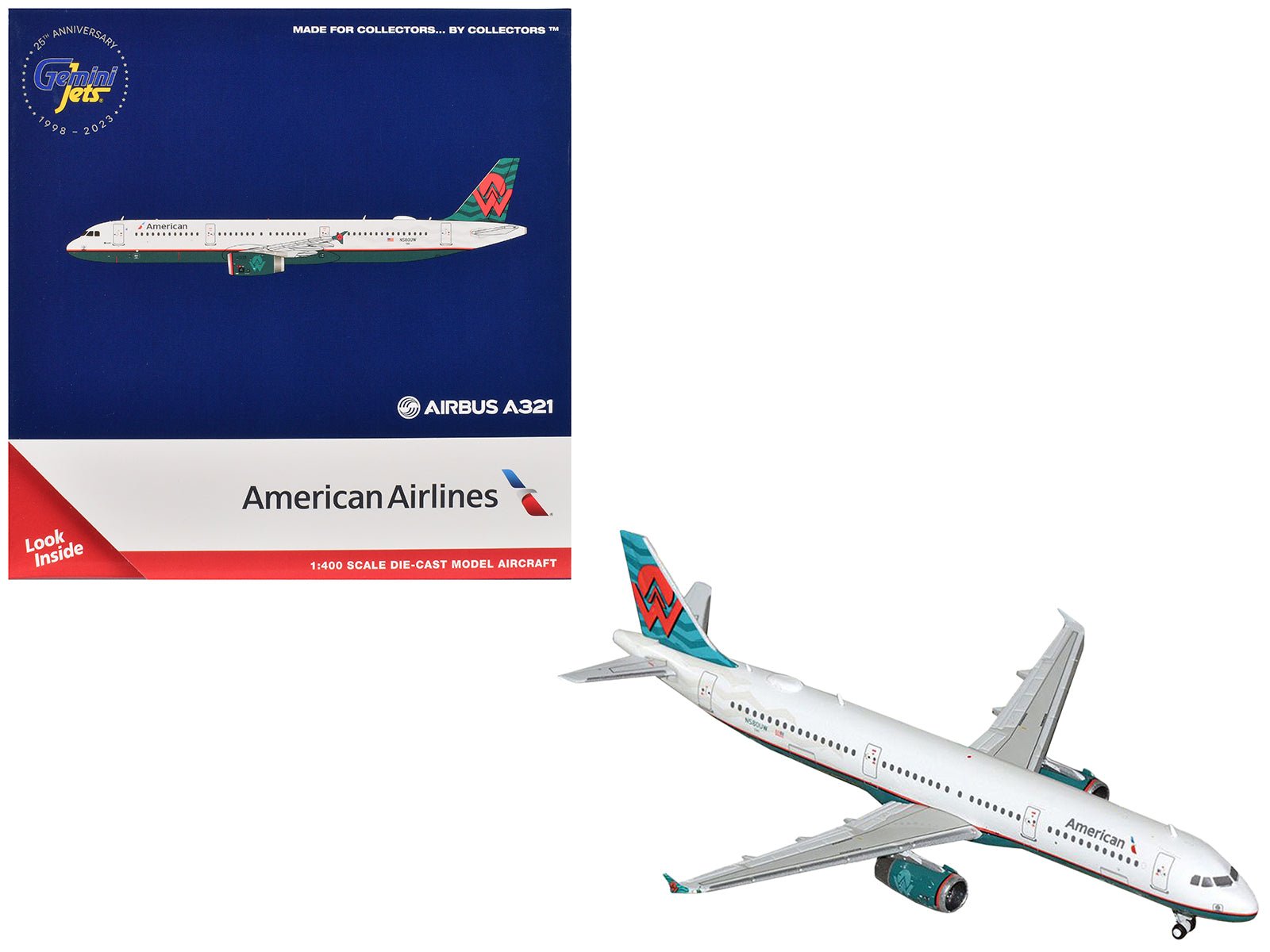 Airbus A321 Commercial Aircraft "American Airlines - America West Heritage Jet" (N580UW) White with Tail Graphics 1/400 Diecast Model Airplane by GeminiJets free shipping USA - Rapid Vehicles