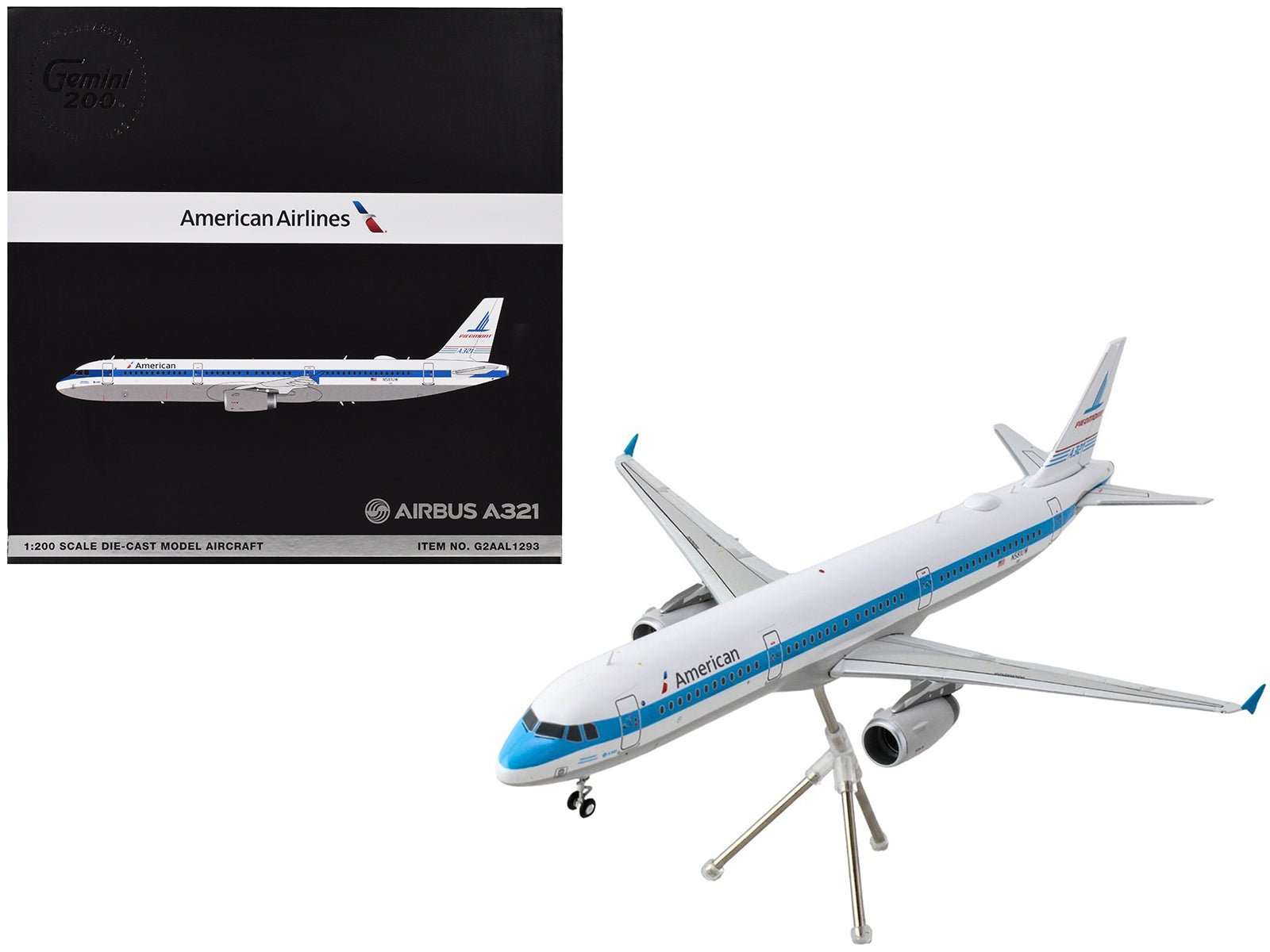 Airbus A321 Commercial Aircraft "American Airlines - Piedmont" (N581UW) White with Blue Stripes "Gemini 200" Series 1/200 Diecast Model Airplane by GeminiJets free shipping USA - Rapid Vehicles