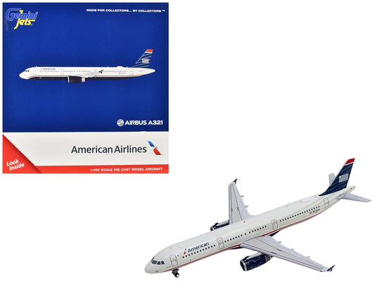 Airbus A321 Commercial Aircraft "American Airlines - US Airways Heritage Jet" (N578UW) White with Blue Tail 1/400 Diecast Model Airplane by GeminiJets free shipping USA - Rapid Vehicles