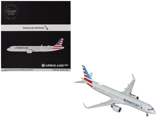 Airbus A321neo Commercial Aircraft "American Airlines" (N413AN) Gray with Striped Tail "Gemini 200" Series 1/200 Diecast Model Airplane by GeminiJets free shipping USA - Rapid Vehicles