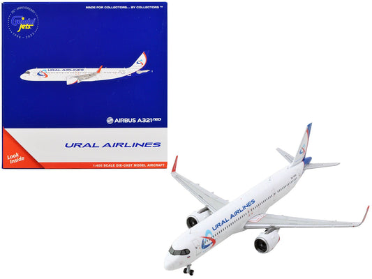 Airbus A321neo Commercial Aircraft "Ural Airlines" White with Blue Tail 1/400 Diecast Model Airplane by GeminiJets free shipping USA - Rapid Vehicles