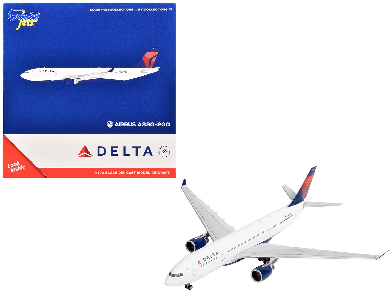 Airbus A330-200 Commercial Aircraft "Delta Air Lines" (N852NW) White with Red and Blue Tail 1/400 Diecast Model Airplane by GeminiJets free shipping USA - Rapid Vehicles