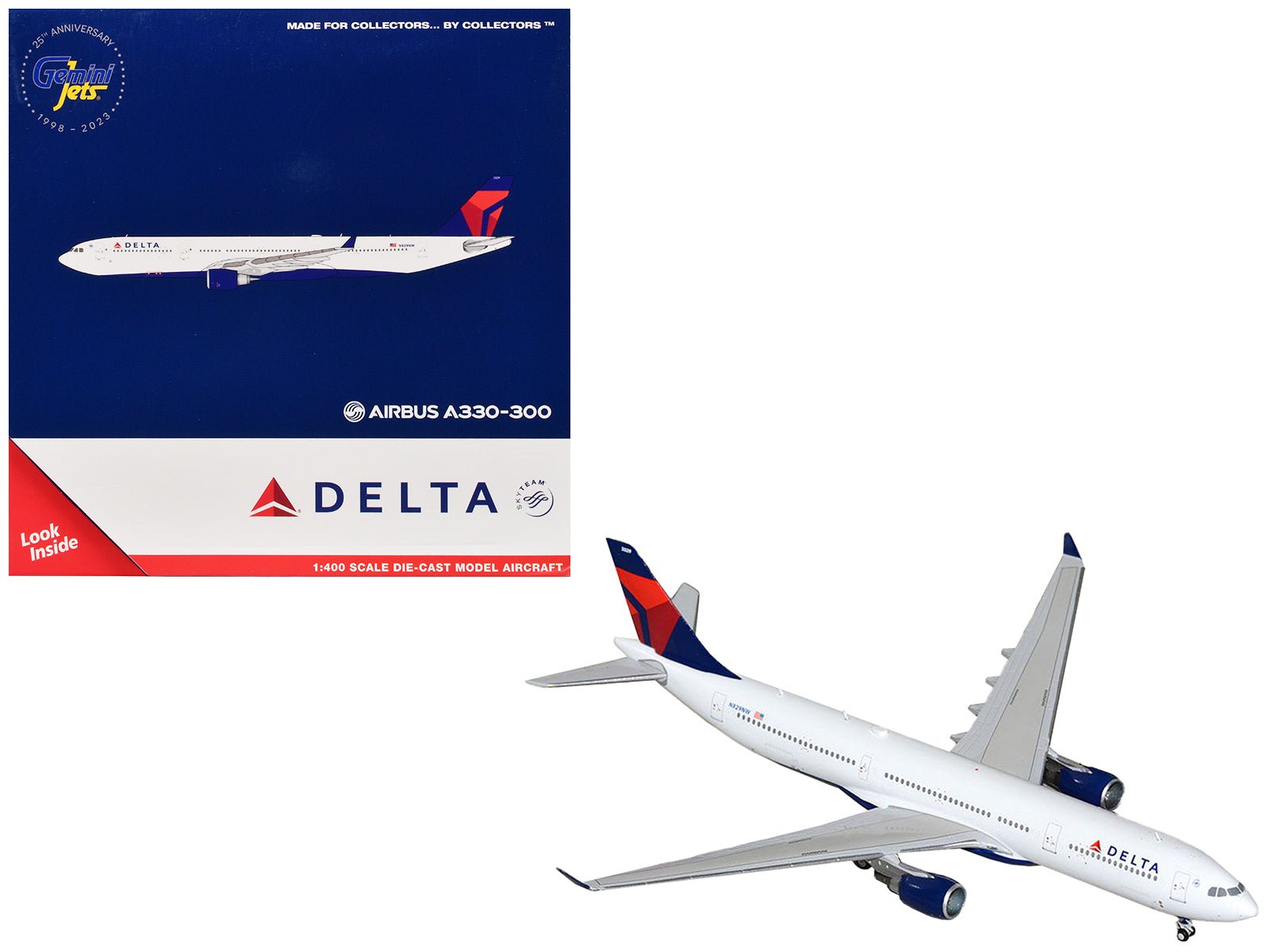 Airbus A330 - 300 Commercial Aircraft "Delta Air Lines" (N829NW) White with Blue and Red Tail 1/400 Diecast Model Airplane by GeminiJets free shipping USA - Rapid Vehicles