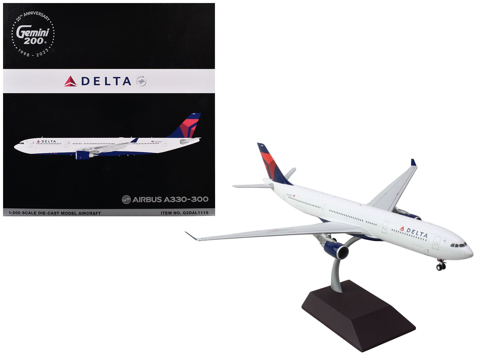 Airbus A330 - 300 Commercial Aircraft "Delta Air Lines" (N829NW) White with Blue and Red Tail "Gemini 200" Series 1/200 Diecast Model Airplane by GeminiJets free shipping USA - Rapid Vehicles