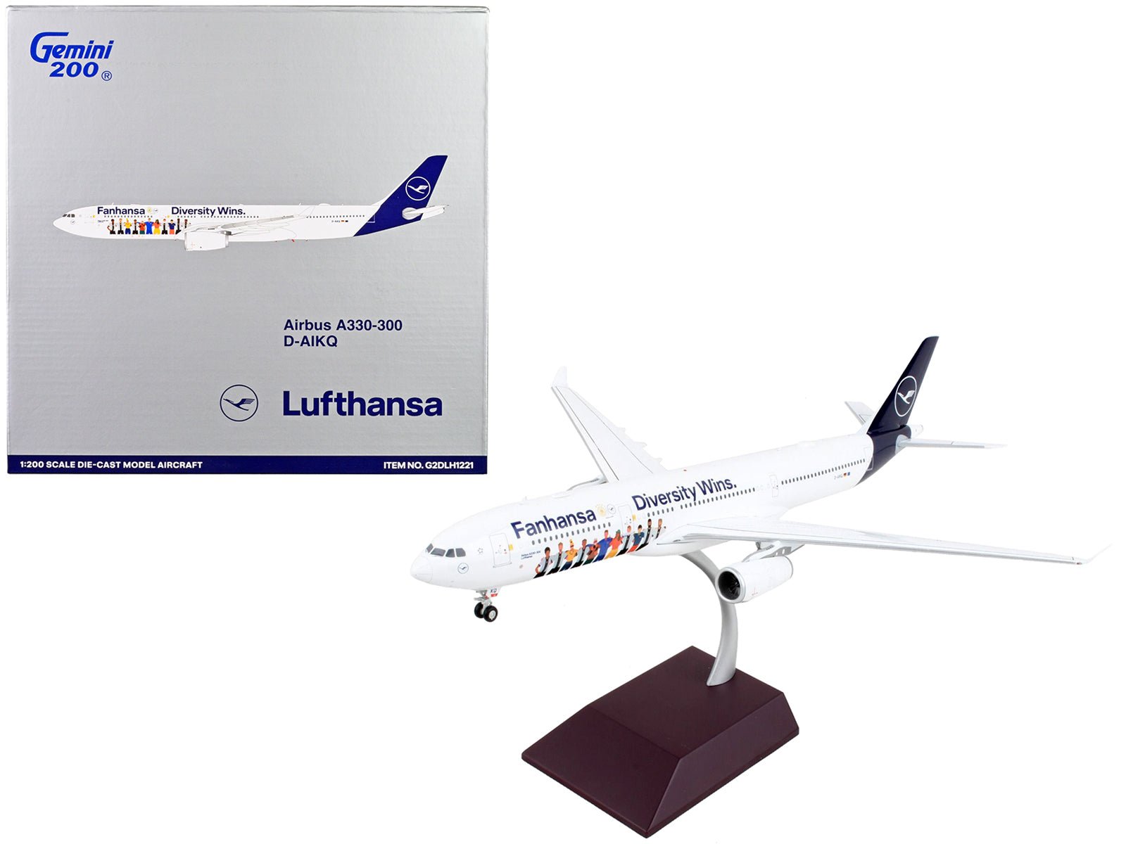 Airbus A330 - 300 Commercial Aircraft "Lufthansa - Diversity Wins" White with Blue Tail "Gemini 200" Series 1/200 Diecast Model Airplane by GeminiJets free shipping USA - Rapid Vehicles
