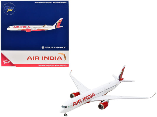 Airbus A350 - 900 Commercial Aircraft "Air India" (VT - JRH) White with Tail Graphics 1/400 Diecast Model Airplane by GeminiJets free shipping USA - Rapid Vehicles