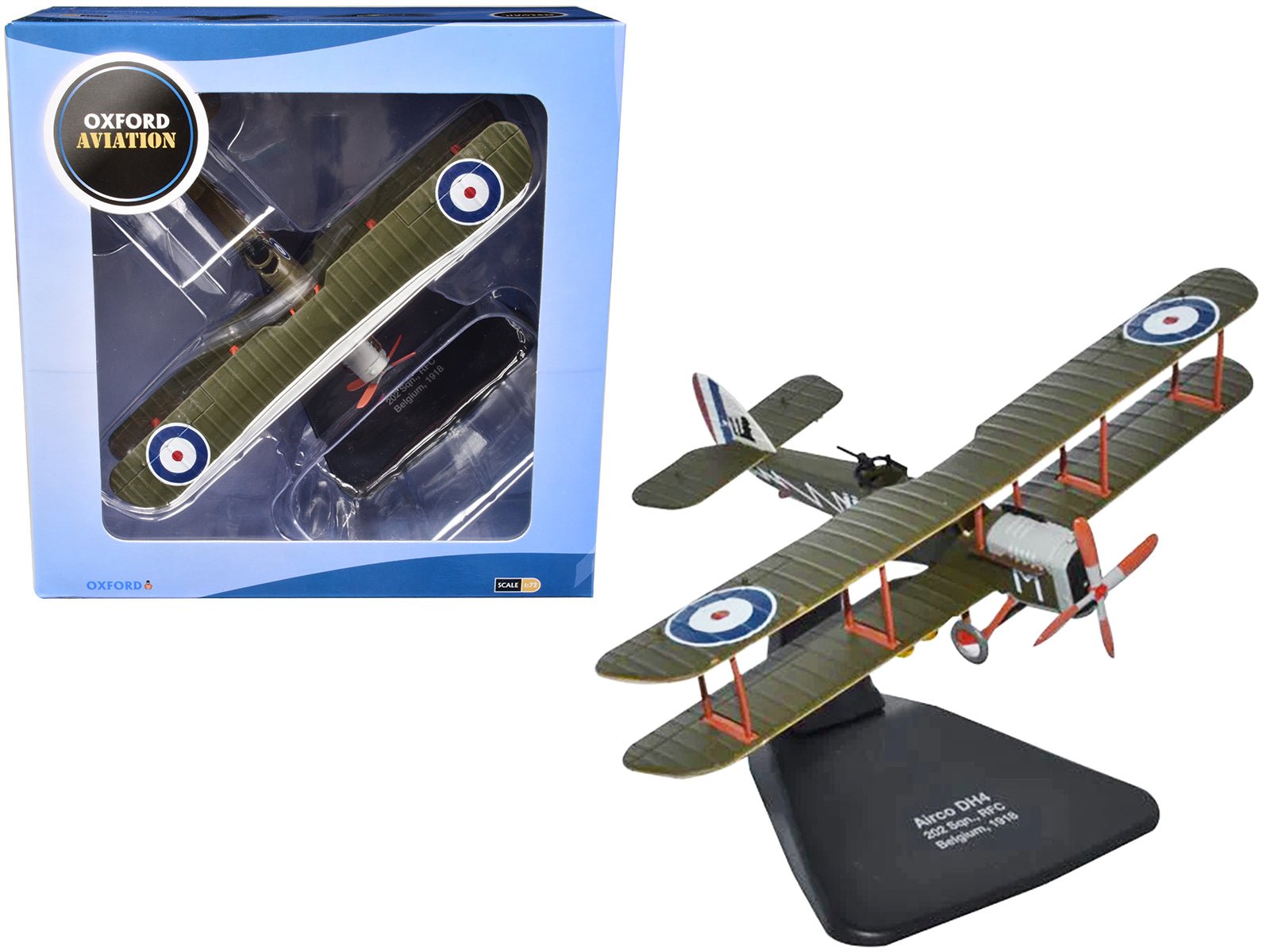 Airco DH4 Bomber Plane "202 Squadron RFC" (1918) "Oxford Aviation" Series 1/72 Diecast Model Airplane by Oxford Diecast free shipping USA - Rapid Vehicles